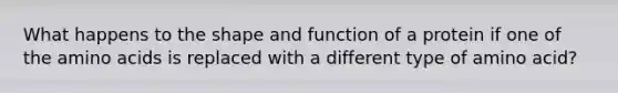 What happens to the shape and function of a protein if one of the amino acids is replaced with a different type of amino acid?