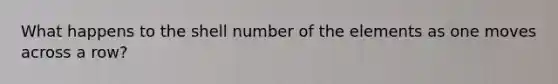 What happens to the shell number of the elements as one moves across a row?