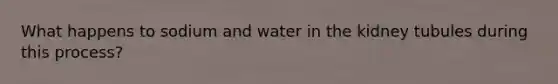 What happens to sodium and water in the kidney tubules during this process?