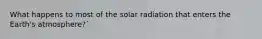 What happens to most of the solar radiation that enters the Earth's atmosphere?`