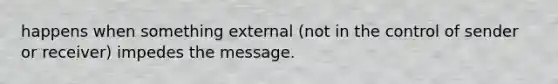 happens when something external (not in the control of sender or receiver) impedes the message.