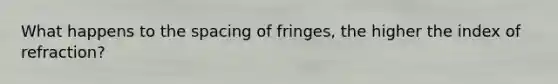 What happens to the spacing of fringes, the higher the index of refraction?