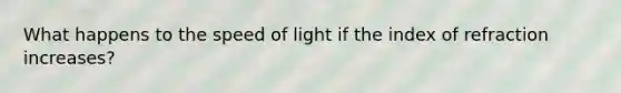 What happens to the speed of light if the index of refraction increases?