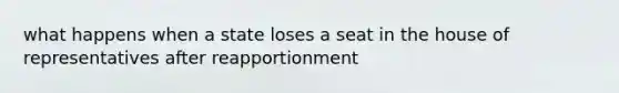 what happens when a state loses a seat in the house of representatives after reapportionment