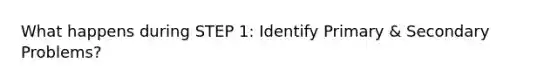 What happens during STEP 1: Identify Primary & Secondary Problems?