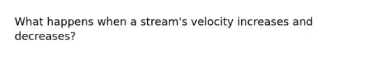 What happens when a stream's velocity increases and decreases?