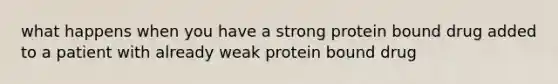 what happens when you have a strong protein bound drug added to a patient with already weak protein bound drug