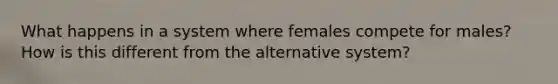 What happens in a system where females compete for males? How is this different from the alternative system?