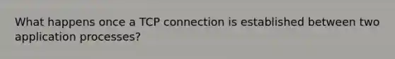 What happens once a TCP connection is established between two application processes?