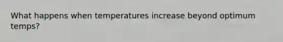 What happens when temperatures increase beyond optimum temps?