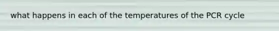 what happens in each of the temperatures of the PCR cycle