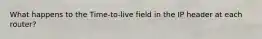 What happens to the Time-to-live field in the IP header at each router?