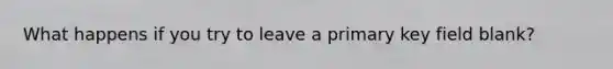 What happens if you try to leave a primary key field blank?