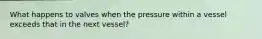 What happens to valves when the pressure within a vessel exceeds that in the next vessel?