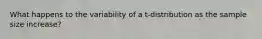 What happens to the variability of a t-distribution as the sample size increase?