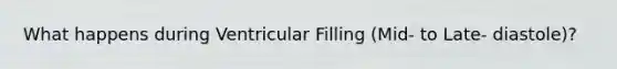 What happens during Ventricular Filling (Mid- to Late- diastole)?