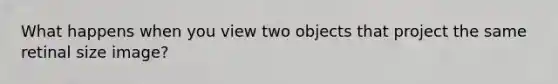 What happens when you view two objects that project the same retinal size image?