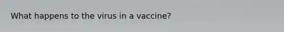 What happens to the virus in a vaccine?