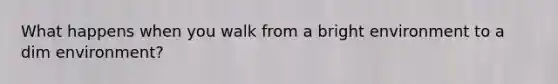 What happens when you walk from a bright environment to a dim environment?
