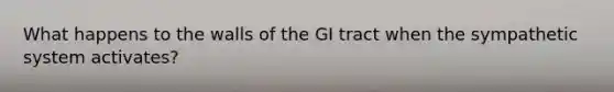 What happens to the walls of the GI tract when the sympathetic system activates?