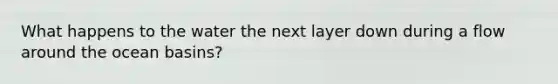 What happens to the water the next layer down during a flow around the ocean basins?