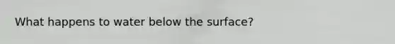 What happens to water below the surface?
