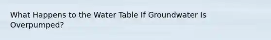 What Happens to the Water Table If Groundwater Is Overpumped?