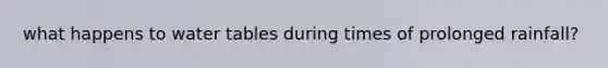 what happens to water tables during times of prolonged rainfall?