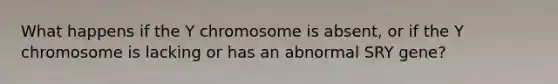 What happens if the Y chromosome is absent, or if the Y chromosome is lacking or has an abnormal SRY gene?