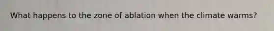 What happens to the zone of ablation when the climate warms?