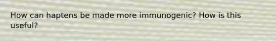 How can haptens be made more immunogenic? How is this useful?