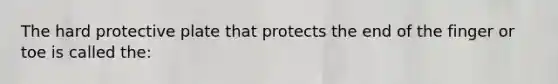 The hard protective plate that protects the end of the finger or toe is called the: