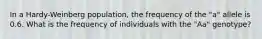 In a Hardy-Weinberg population, the frequency of the "a" allele is 0.6. What is the frequency of individuals with the "Aa" genotype?