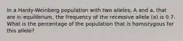 In a Hardy-Weinberg population with two alleles, A and a, that are in equilibrium, the frequency of the recessive allele (a) is 0.7. What is the percentage of the population that is homozygous for this allele?