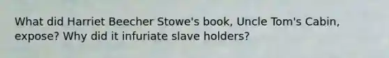 What did Harriet Beecher Stowe's book, Uncle Tom's Cabin, expose? Why did it infuriate slave holders?