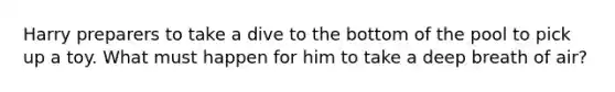 Harry preparers to take a dive to the bottom of the pool to pick up a toy. What must happen for him to take a deep breath of air?