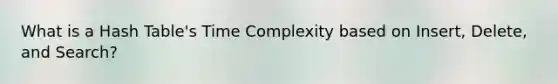 What is a Hash Table's Time Complexity based on Insert, Delete, and Search?