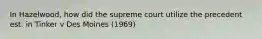 In Hazelwood, how did the supreme court utilize the precedent est. in Tinker v Des Moines (1969)