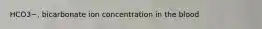 HCO3−, bicarbonate ion concentration in the blood