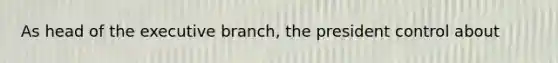 As head of <a href='https://www.questionai.com/knowledge/kBllUhZHhd-the-executive-branch' class='anchor-knowledge'>the executive branch</a>, the president control about
