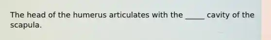 The head of the humerus articulates with the _____ cavity of the scapula.