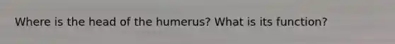 Where is the head of the humerus? What is its function?