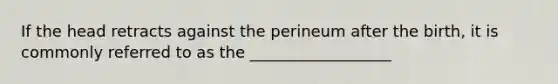 If the head retracts against the perineum after the birth, it is commonly referred to as the __________________