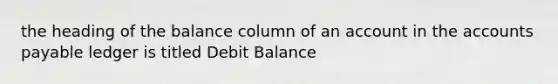 the heading of the balance column of an account in the accounts payable ledger is titled Debit Balance