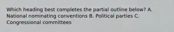 Which heading best completes the partial outline below? A. National nominating conventions B. Political parties C. Congressional committees