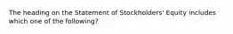 The heading on the Statement of Stockholders' Equity includes which one of the following?