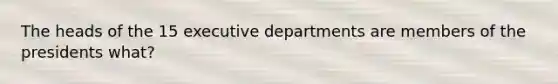 The heads of the 15 executive departments are members of the presidents what?