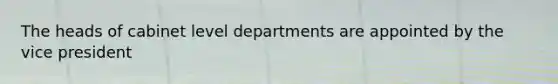 The heads of cabinet level departments are appointed by the vice president