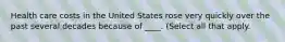 Health care costs in the United States rose very quickly over the past several decades because of ____. (Select all that apply.