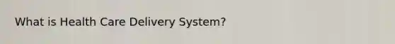 What is Health Care Delivery System?